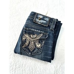 Mek‎ Denim Rimini Easy Womens 26 x 32 Buckle Dark Blue Bootcut low rise pocket